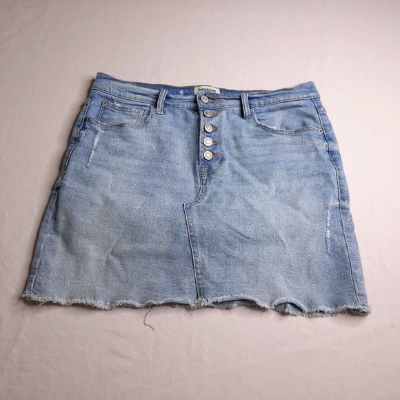 Kensie Jeans Dresses & Skirts - Kensie Jean Mini Skirt Vintage Luxe Size 6 Button Fly Distressed Stretch Womens